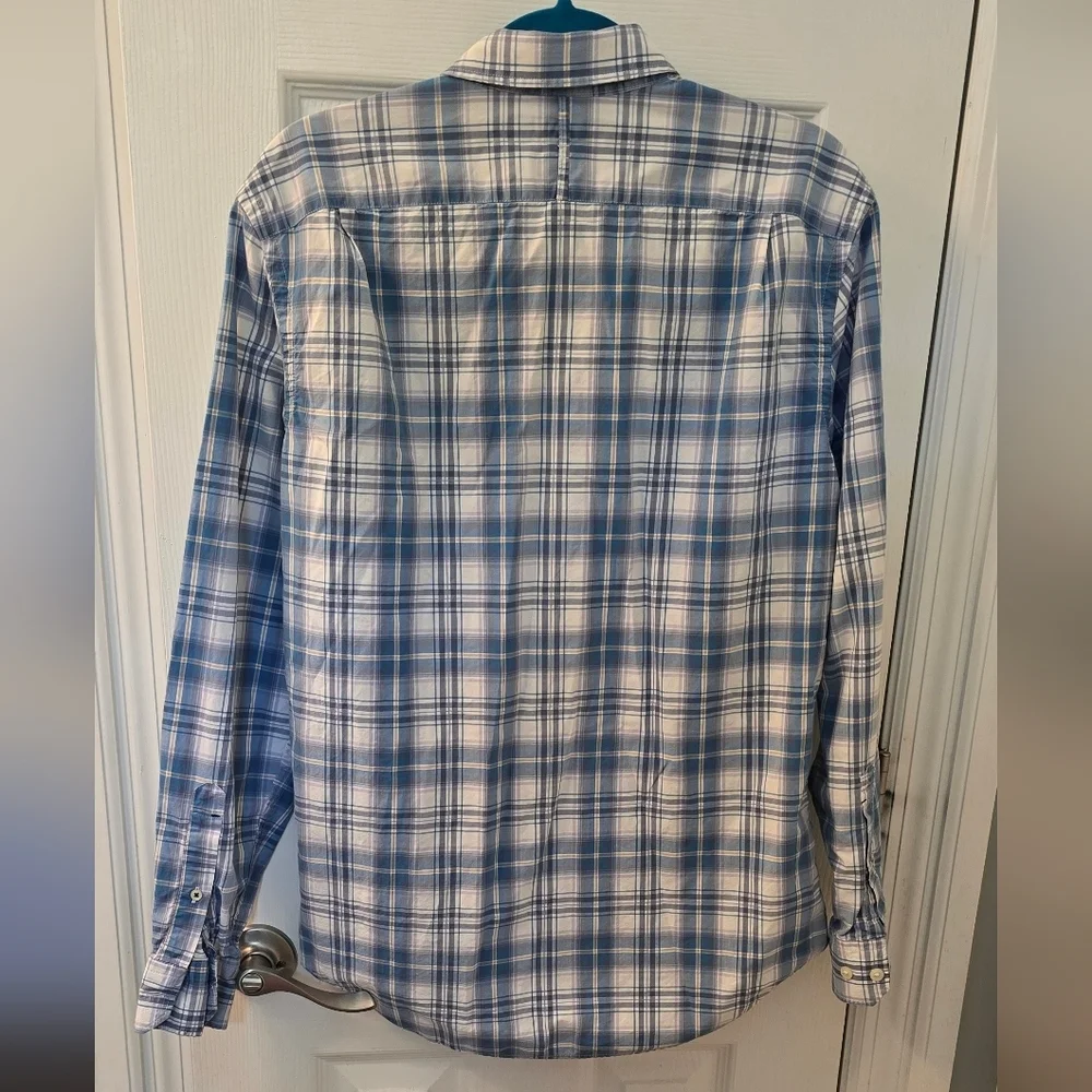 Banana Republic Men's Light Blue Cotton Plaid Shirt, Size M (312)
